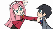 Zero_two_and_hiro_darling_in_the_franxx_and_1_more_drawn_by_mato_mozu_hayanie_a2cb46c50d7ce969...gif
