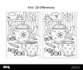 find-10-differences-visual-puzzle-and-coloring-page-with-cup-teapot-candy-2G4JG7N.jpg