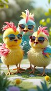 fluffy baby chicks with colorful feathers.jpeg
