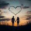 romantic-couple-holding-hands-sunset-heart-shaped-floral-design-silhouette-surrounded-nature-d...jpg